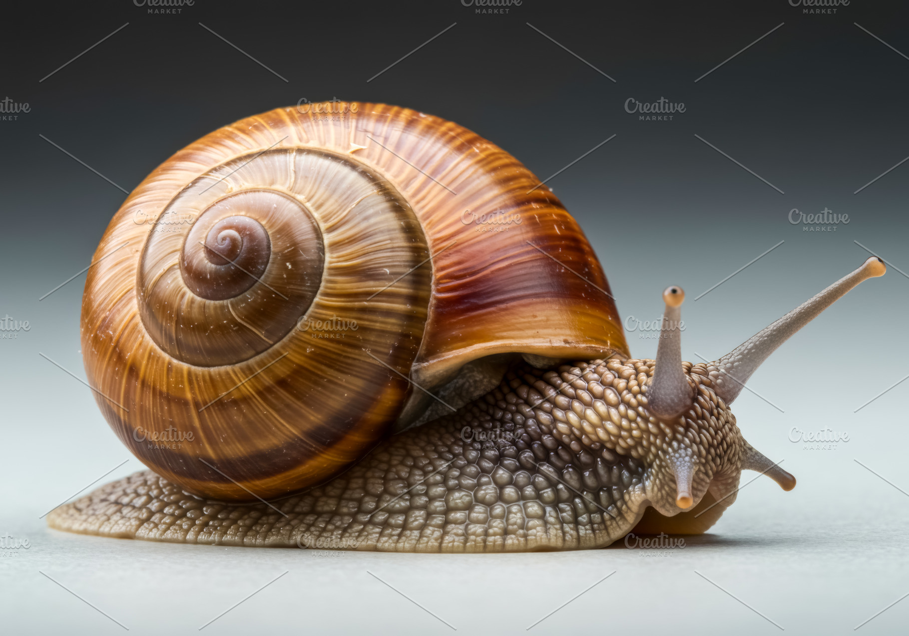 Close-up of a brown snail with detai, an Animal Photo by professorinc