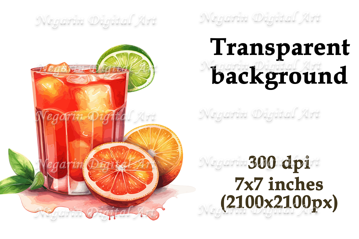 Tropical Watercolor Cocktail Clipart, an Object Graphic by Negarin Digital Art (Photo 5 of 9)
