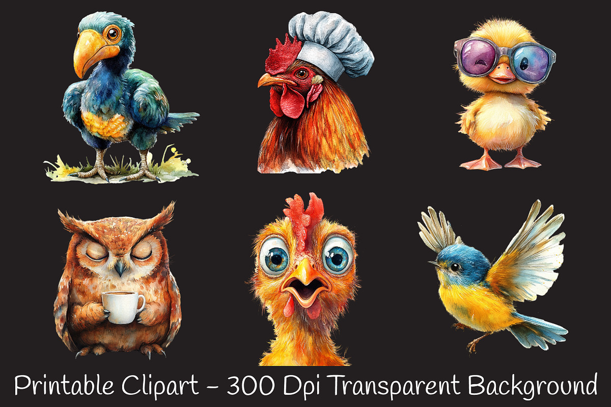 Cute Quirky Funny Birds Clipart, an Illustration by RobertsArt (Photo 4 of 7)