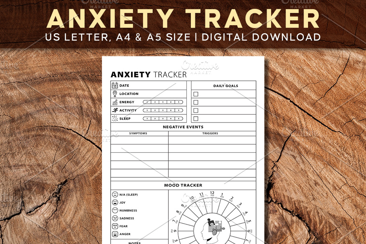 Anxiety Tracker | Mental Health, a Stationery Template by Graphicsnext (Photo 1 of 3)