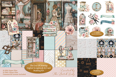 The Joy Of Sewing Scrapbook Kit, a Decorative Illustration by The Dutch Lady Designs