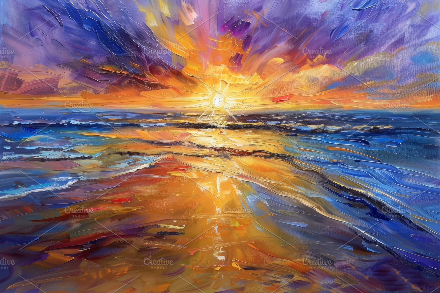 A painting capturing a vibrant sunse, a Photo by Iftikhar Alam