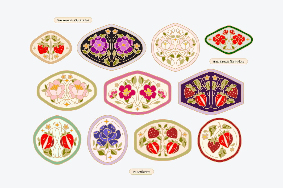 SENTIMENTAL Hand Drawn Whimsy Floral, an Object Graphic by Artflorara (Photo 3 of 12)