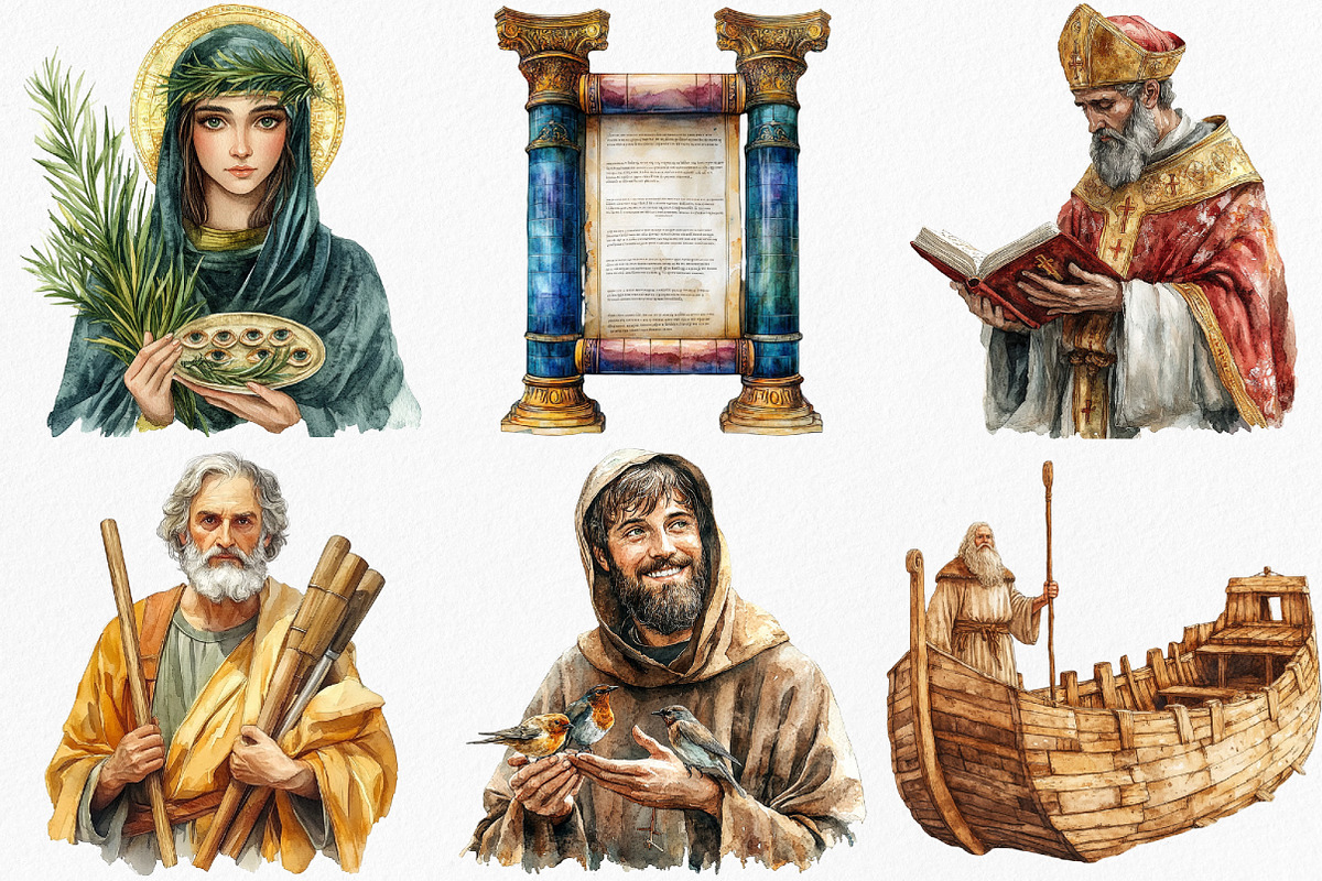 Watercolor Christian Figures Clipart, an Illustration by Canvas Craft (Photo 2 of 7)