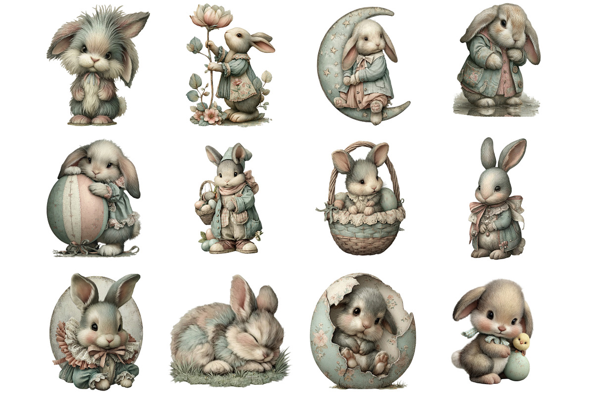 Watercolor Easter Bunny Clipart, an Illustration by DreamArtGraphic (Photo 2 of 5)
