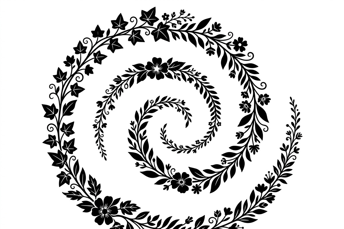 50 Elegant Floral Leaf Spiral Frame, a Decorative Illustration by Amazin_art (Photo 15 of 25)