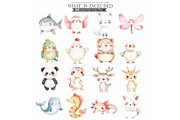 Cute Animals Watercolor Clipart Set, an Animal Illustration by CharmClipart (Thumbnail 8 of 20)