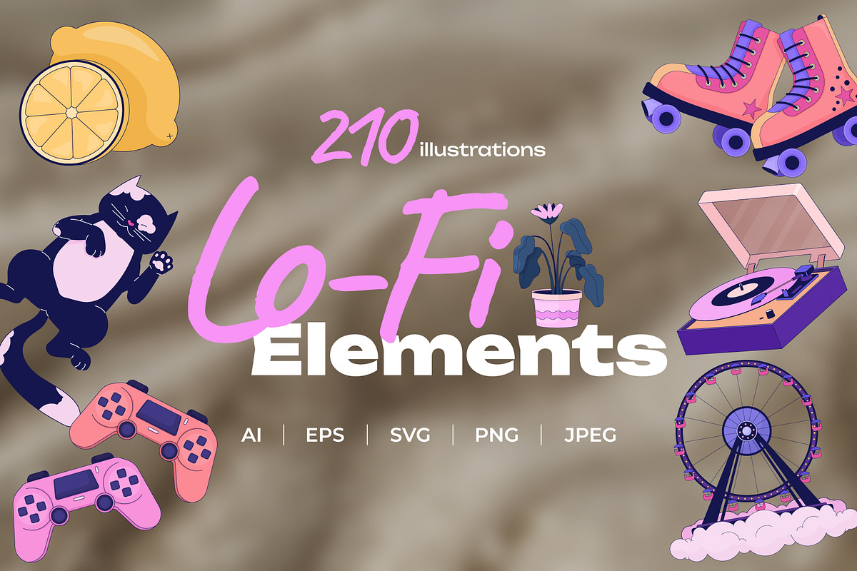 Dreamy Lo Fi Aesthetic Elements Pack, a Decorative Illustration by IMG Visuals (Photo 1 of 8)