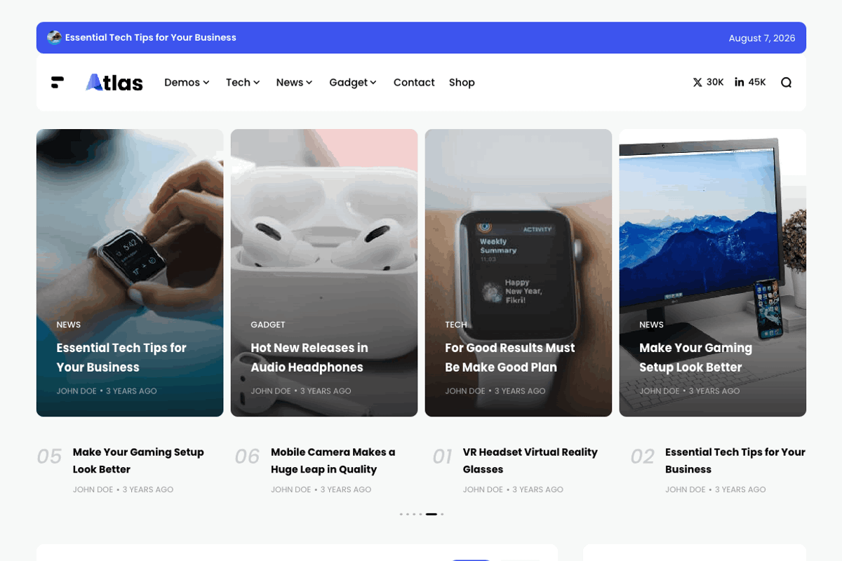 Atlas - Blog & News WordPress Theme, a WordPress Template by TMRW Studio (Photo 7 of 8)