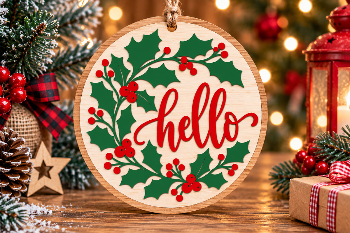 Christmas Hello Ornament Laser Cut, a Seasonal Illustration by Canvas Craft (Photo 6 of 6)