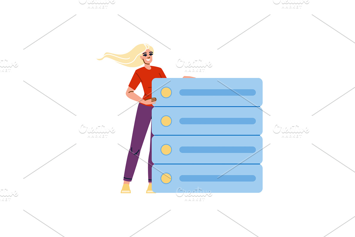 System administrator managing server, a Technology Illustration by pikepicture