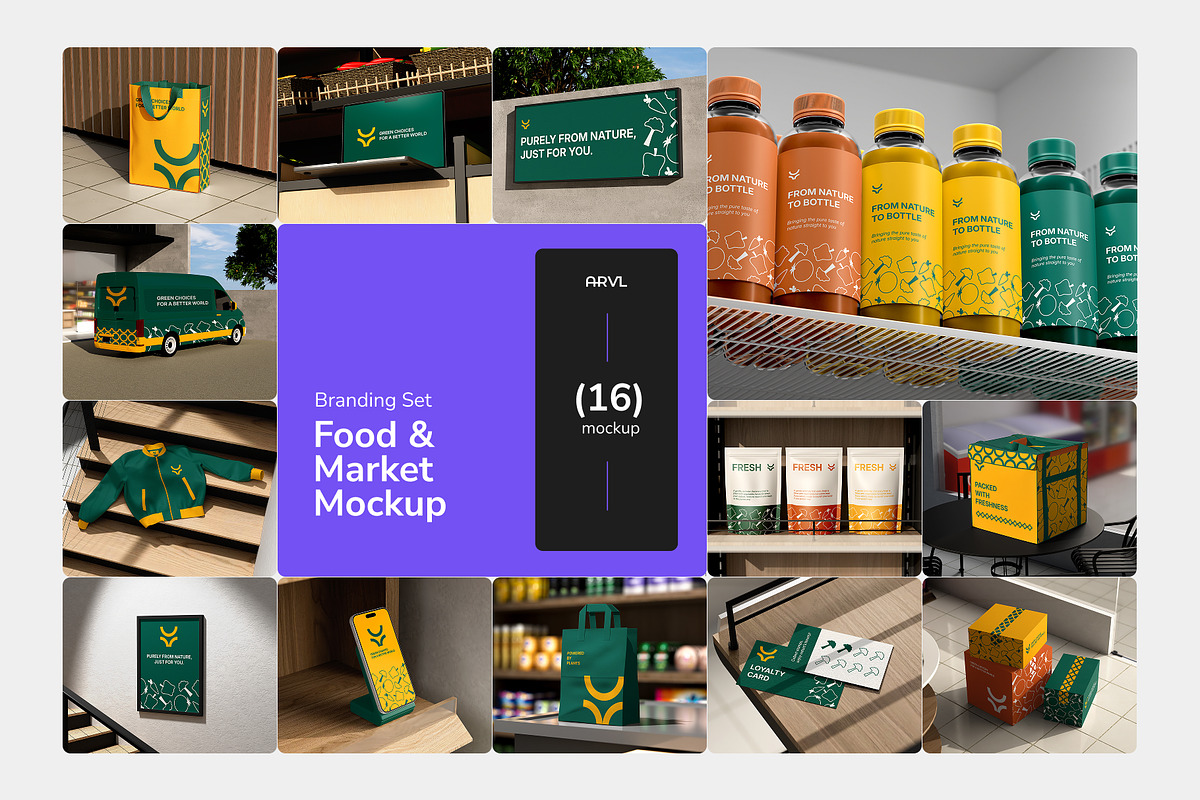 Food & Market Branding Mockup Set, a Packaging Mockup by Arvalamockup (Photo 1 of 10)