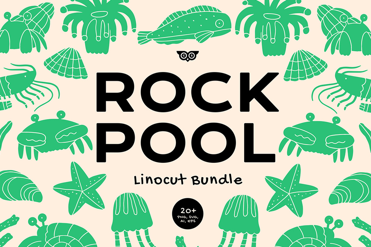 Rock Pool Linocut Bundle, an Illustration by ClayStudio (Photo 1 of 8)