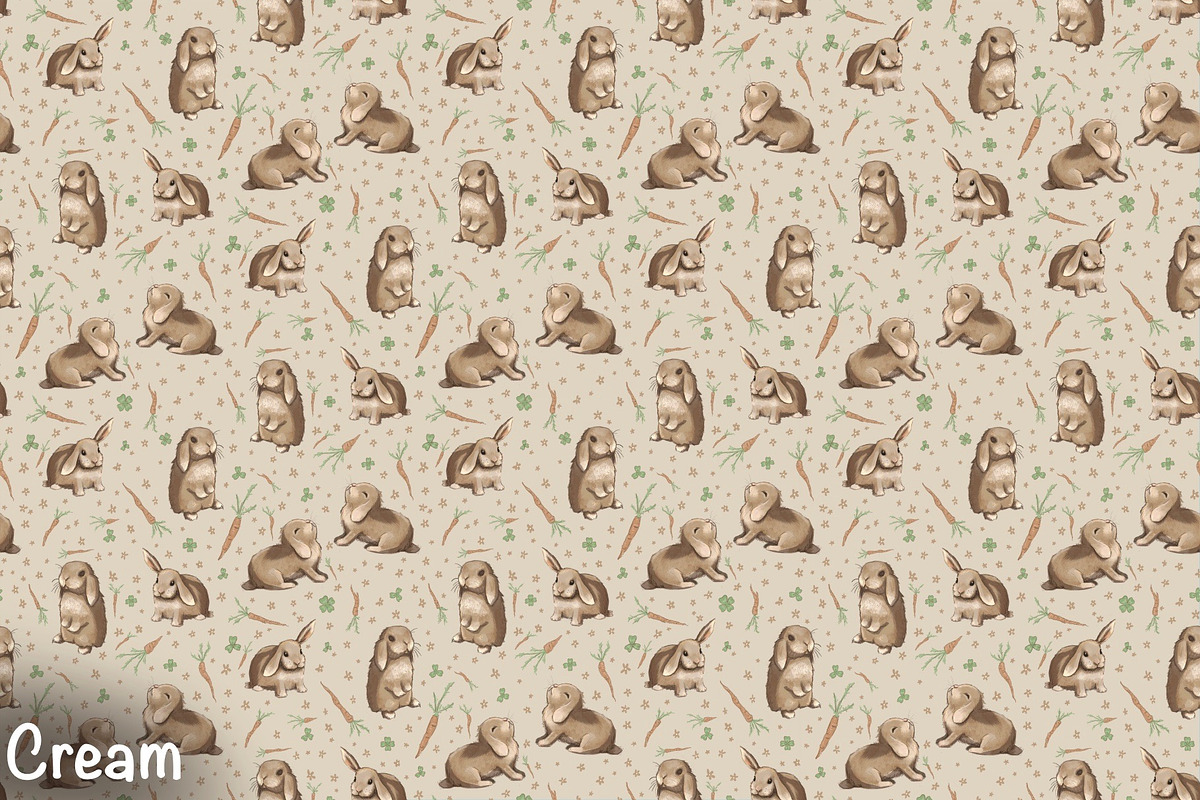 Rabbits & Carrots Repeat Pattern, a Pattern Graphic by Forest Lily (Photo 5 of 11)