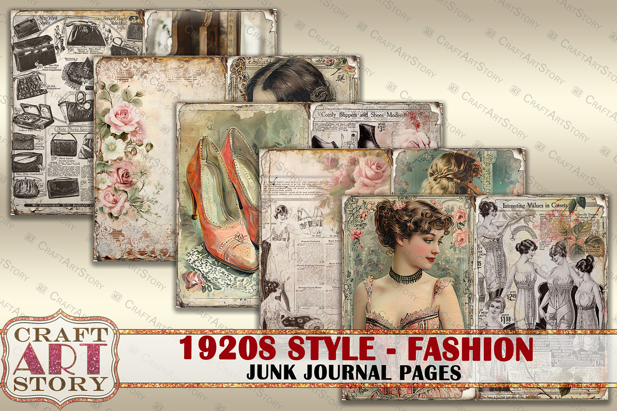 Fashion Junk Journal Kit 1920s style, a Person Illustration by CraftArtStory (Photo 2 of 6)