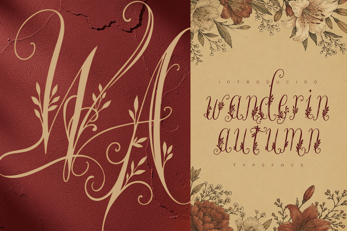 Wanderin Autumn Artisan Floral font, a Script Font by HypeWorksCo (Photo 1 of 28)