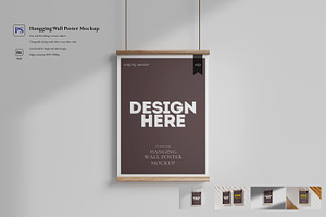 Hanging Wall Poster Mockup, a Product Mockup by Akaimockup
