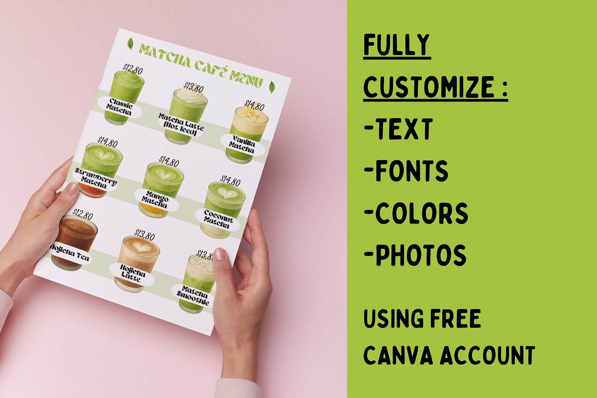 Matcha Menu Template Café Bakerie preview 5
