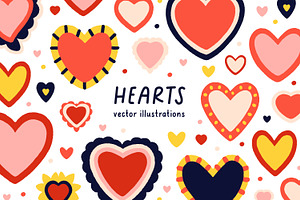 Cute hearts, love symbols set, a Decorative Illustration by Good Studio