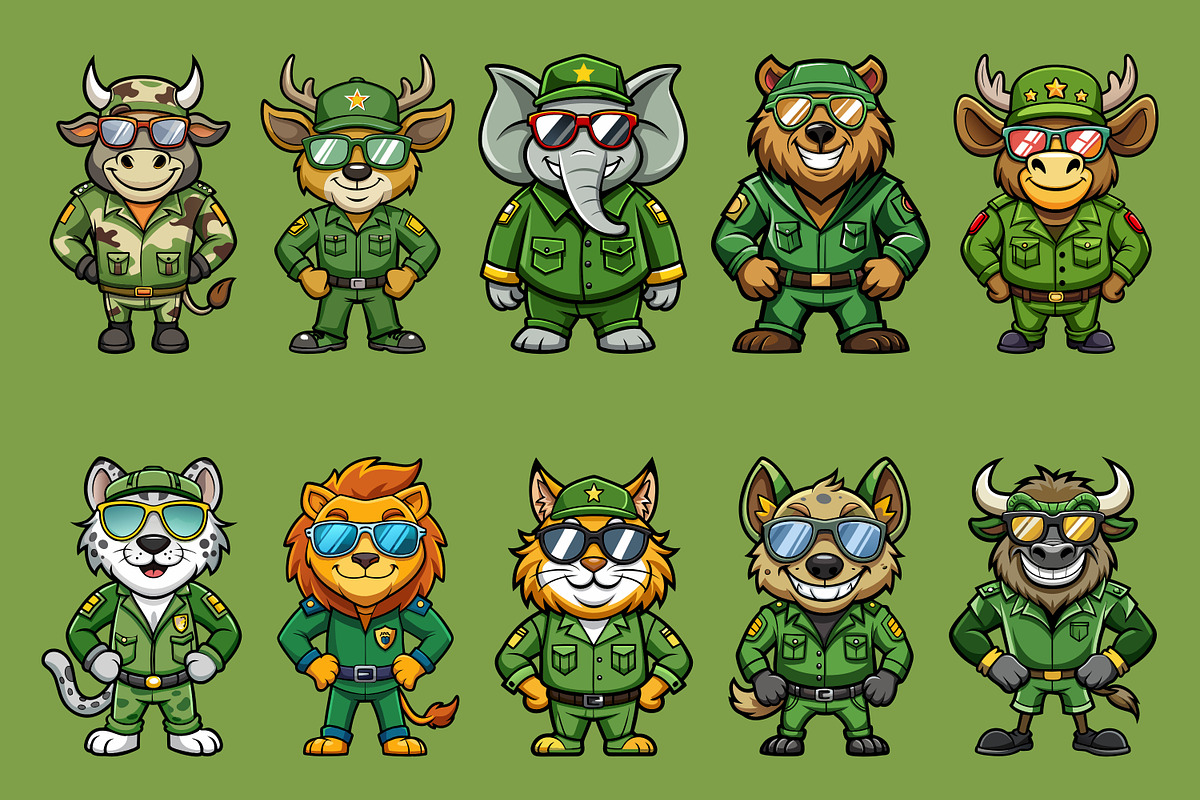 Wildlife Army Mascot Illustration, an Illustration by Riswan Ratta (Photo 3 of 5)