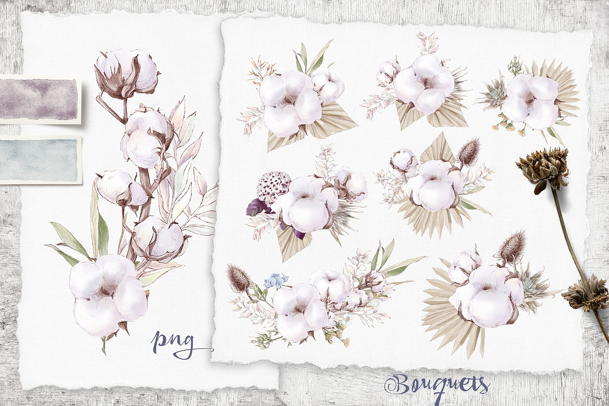 Watercolor Sunflowers and Cotton, an Illustration by Yuliya Art (Photo 9 of 24)