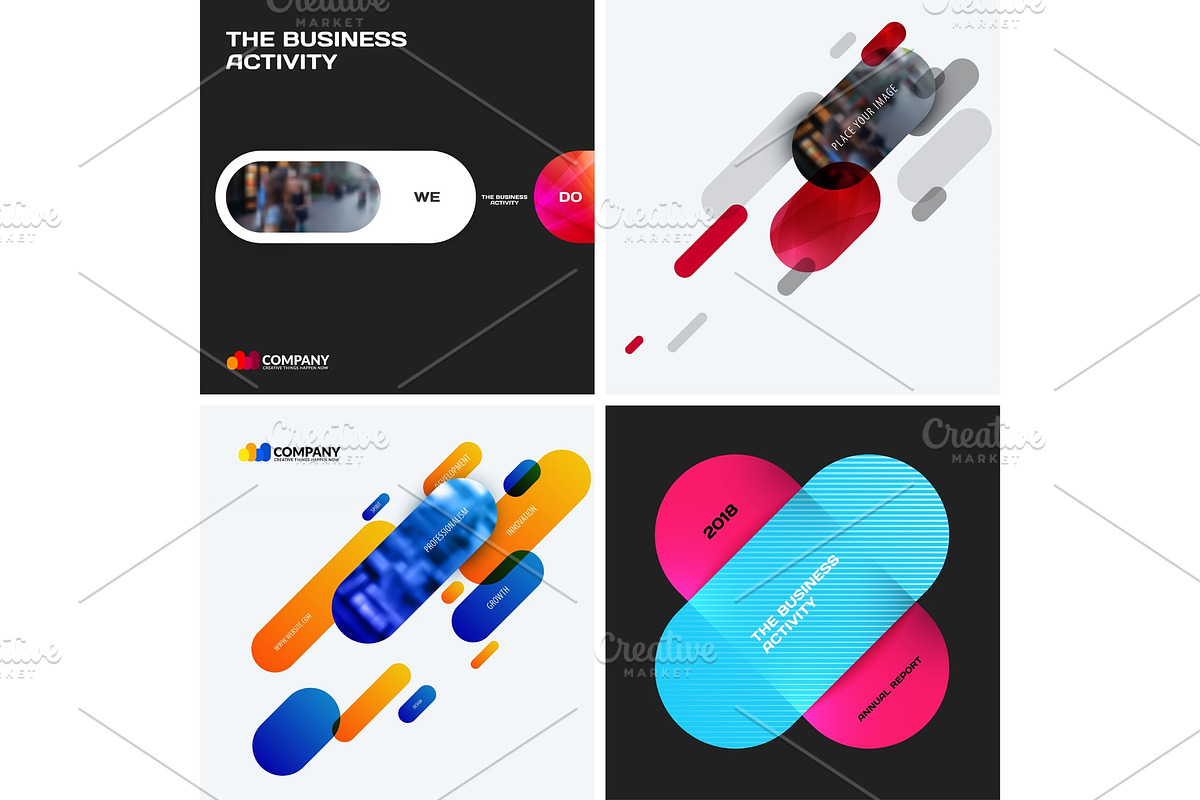Set of abstract vector design for graphic template. Creative modern business background. Colourful rounded rectangles, an Object Graphic by Diamond Graphics | EPS 10