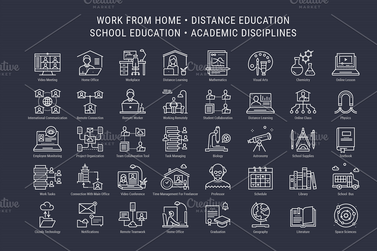 Work From Home, Distance Education, an Outline Icon by Nuburu (Photo 1 of 4)