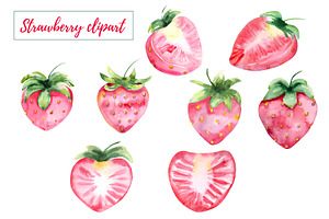 Watercolor Set Strawberry Clipart