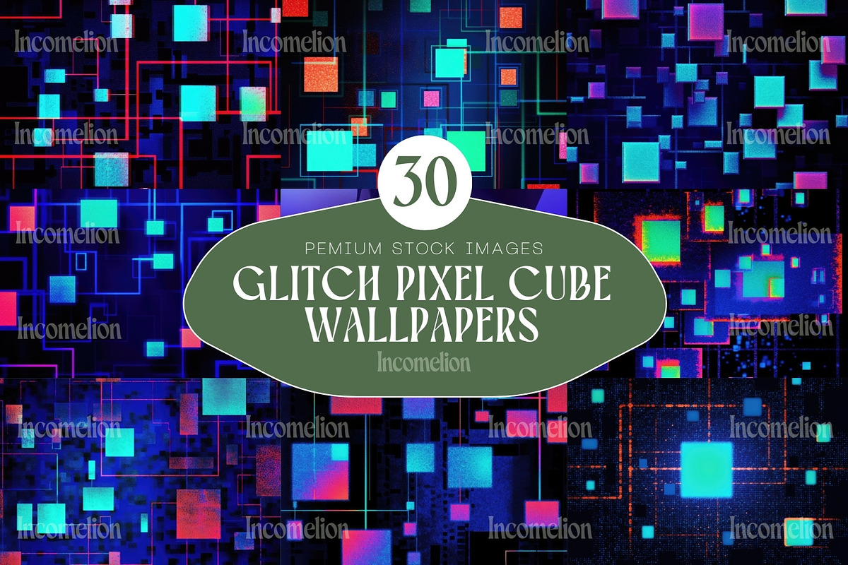 30 Glitch Pixel Cube Wallpapers, a Wallpaper Graphic by Incomelion (Photo 1 of 6)