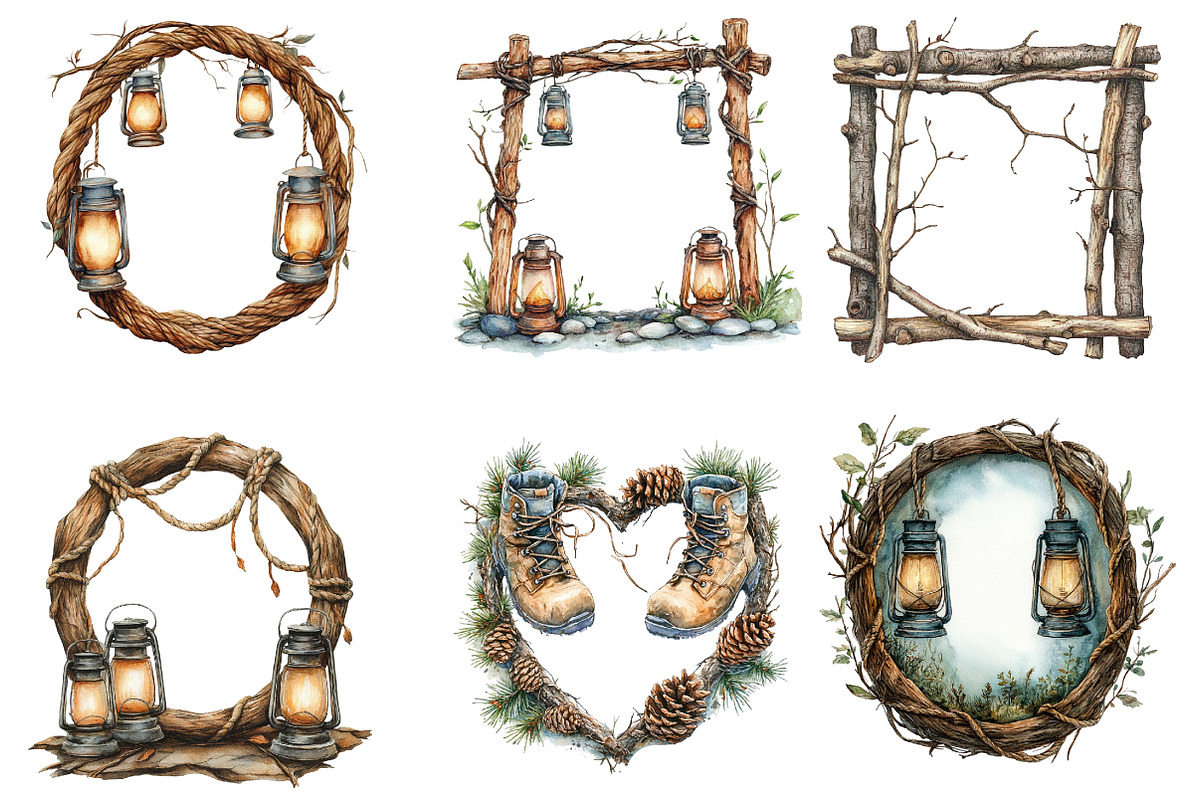Adventure Camping Frame  PNG Bundle, an Illustration by Designworld (Photo 2 of 5)