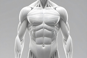 White anatomical front human muscles structure medical science d, a Health & Medical Photo by GoodGoods