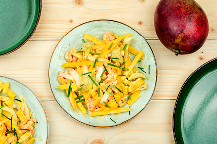 Shrimps salad with mango and avocado, a Food & Drink Photo by MLunov MLunov