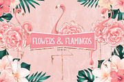 Tropical Flowers & Flamingos ClipArt, an Illustration by Pretty Little Lines (Thumbnail 1 of 15)