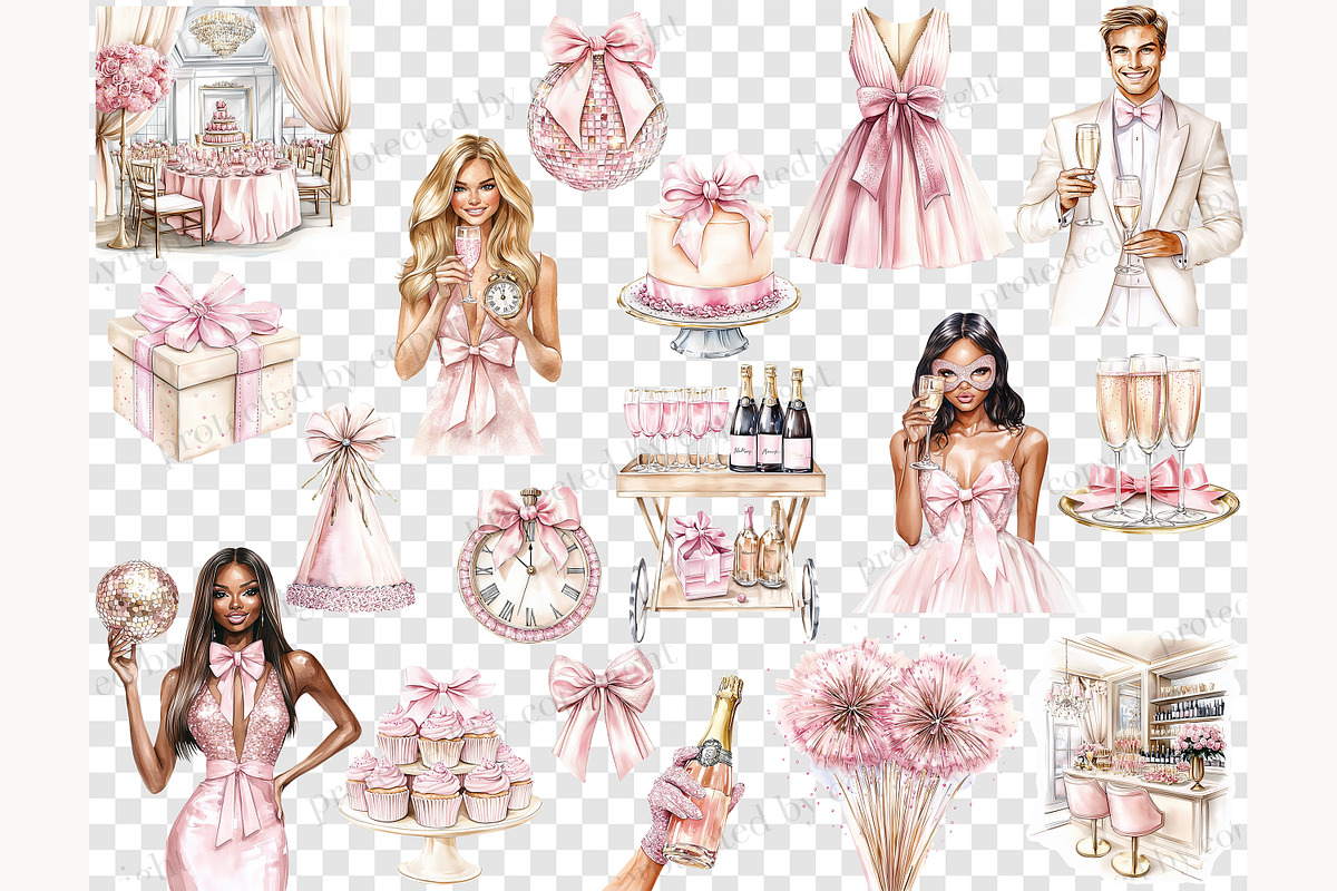 New Year Clipart PNG Bundle, a Person Illustration by GlamArtZhanna (Photo 5 of 6)
