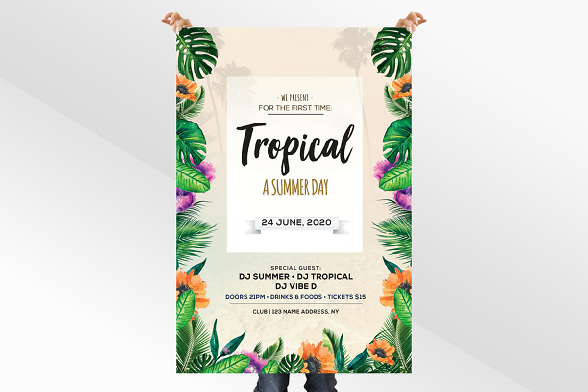 Tropical Day PSD Flyer Template, a Flyer Template by PixelsDesign (Photo 3 of 3)