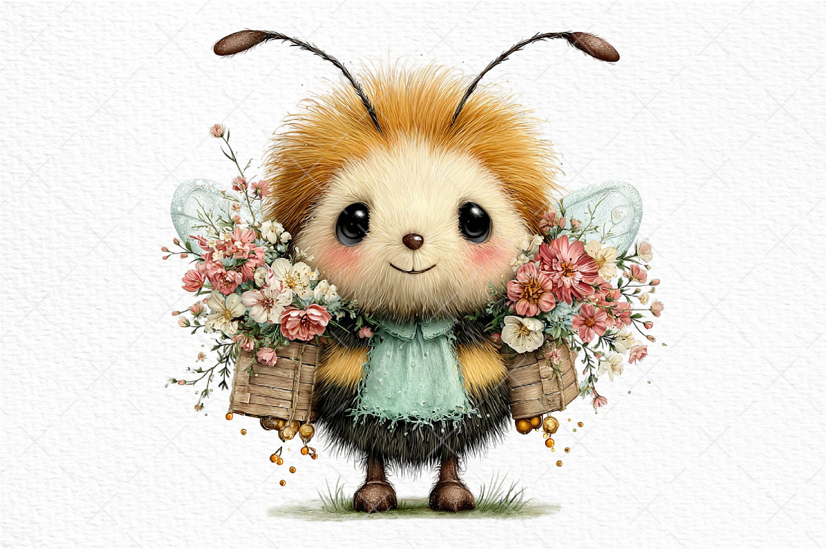 Whimsical Spring Bee Clipart PNG, an Illustration by Craft Nest (Photo 9 of 11)