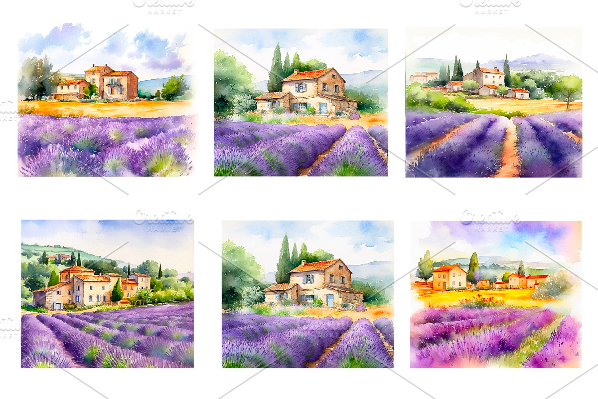 Lavender watercolor clipart, an Object Illustration by AkvarelRiver (Photo 5 of 8)