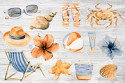 Watercolor Beach Set Clip Art, an Illustration by Sha1nee (Thumbnail 3 of 6)