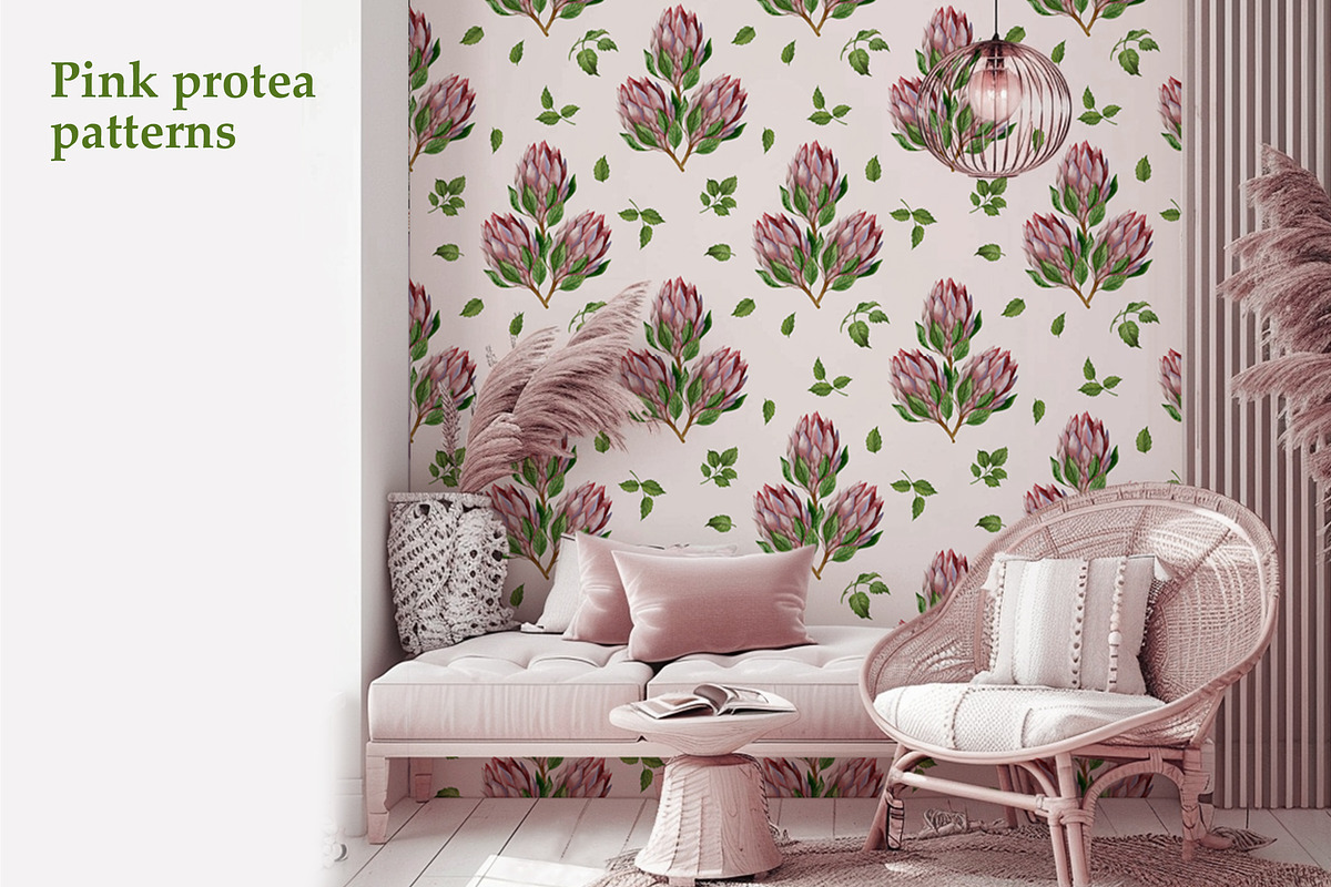 Pattern set Pink protea patterns, a Pattern Graphic by L- design studio (Photo 3 of 6)