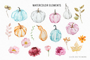 Watercolor Pastel Pumpkins Clipart, a Seasonal Illustration by SvetaArtStore (Thumbnail 13 of 16)