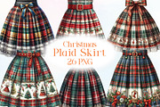 Watercolor Christmas Plaid Skirt PNG, an Illustration by CraftArtStudio (Thumbnail 1 of 6)