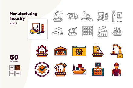 Manufacturing Industry Icon Set