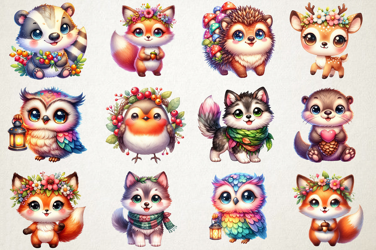 Cute Woodland Animals PNG Clipart, a Seasonal Illustration by RobertsArt (Photo 4 of 5)
