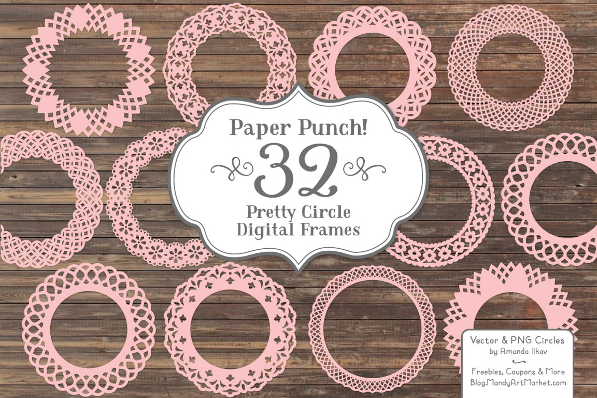 Soft Pink Vector Lace Frames, an Illustration by Amanda Ilkov (Photo 1 of 5)