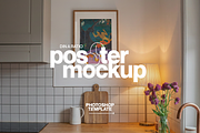 A3 Frame Warmly Lit Kitchen Mockup, a Household Mockup by WasMockups (Thumbnail 1 of 5)