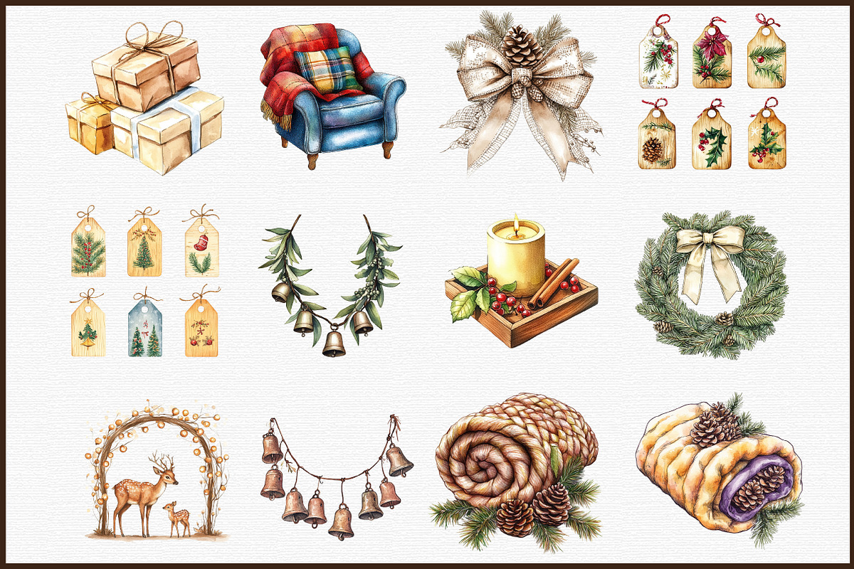 Rustic Boho Christmas Clipart, an Illustration by Sublimation Artist (Photo 3 of 6)