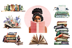 Books Clipart, Booklover PNG