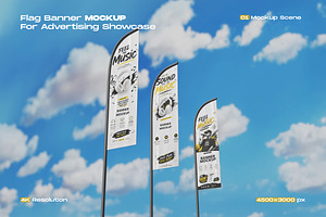 Flag Advertising Banner Mockup