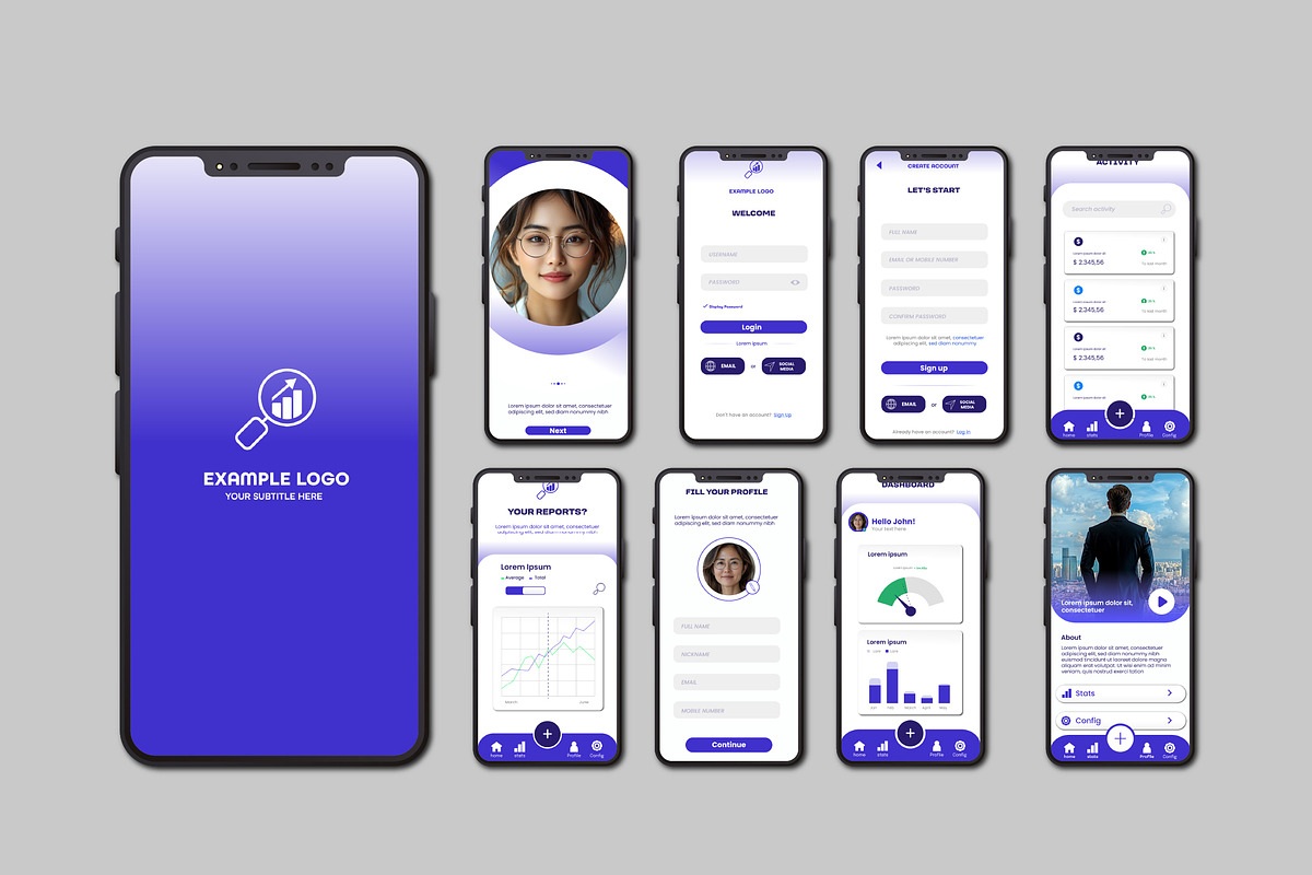 Mobile SaaS Dashboard Interface Kit, a Templates & Theme by studiogstock (Photo 1 of 3)