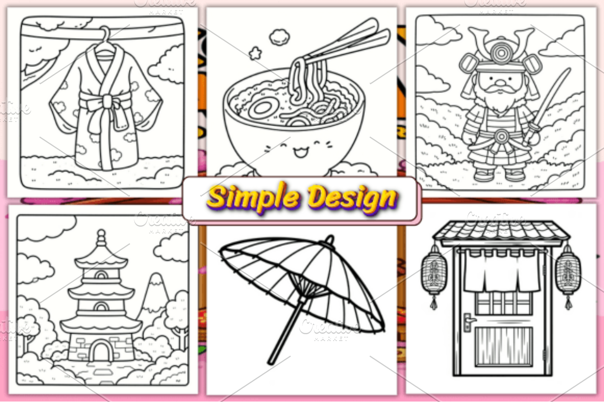 Bold Easy Cozy Japan Coloring Pages, a Decorative Illustration by Ink Gallery (Photo 3 of 4)